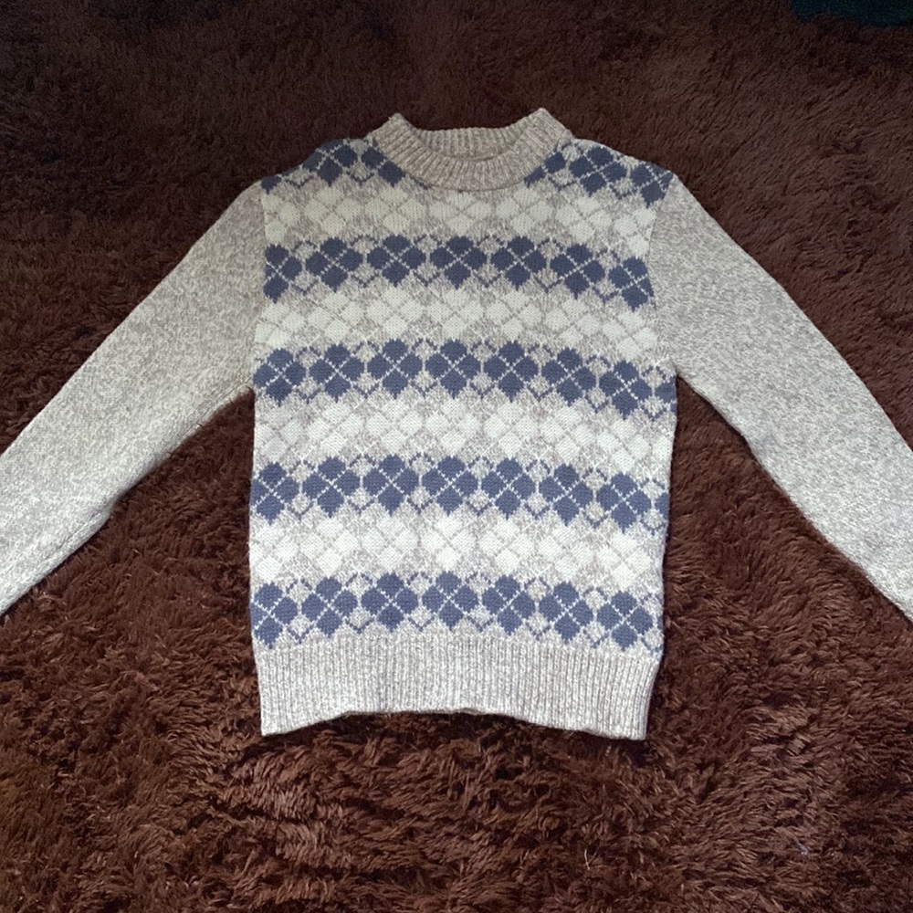 Wool Vintage Grandpa Sweater Argyle Knit Crewneck Cosby All Over Print